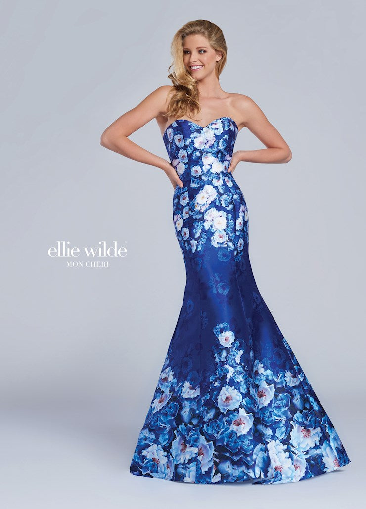 Vestido Largo Ellie Wilde Azul Floral